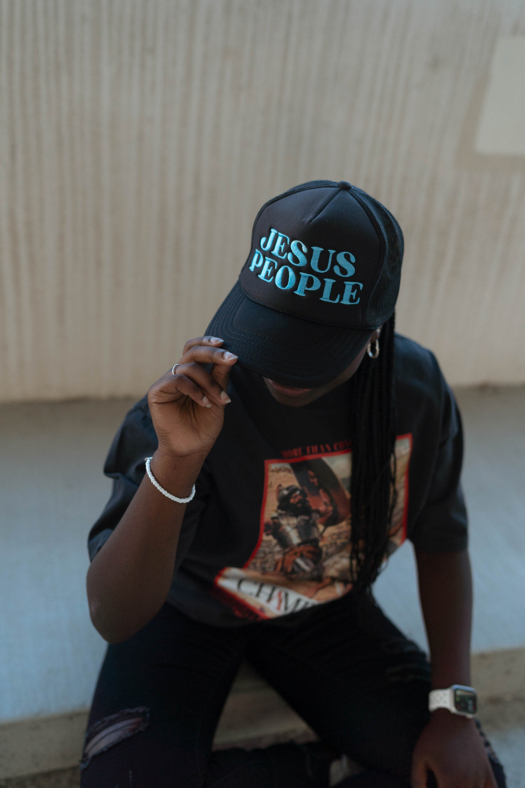 Jesus People Trucker Hat (Light Blue)